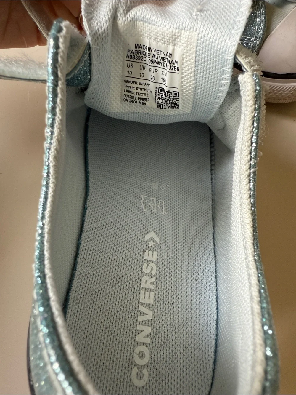 Converse Kids Glitter Velcro Sneakers in Teal Sparkle